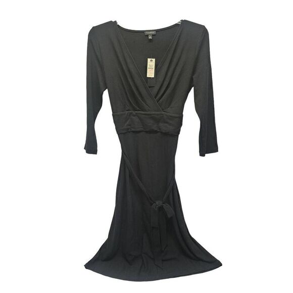 Talbots Black Faux Wrap Dress 3/4 Sleeve  NWT Size S D13 - Picture 8 of 8